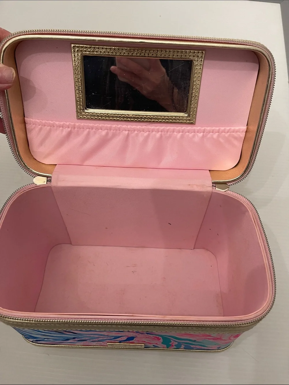 Lilly Pulitzer Gold Multi-Color Cosmetic Train Case